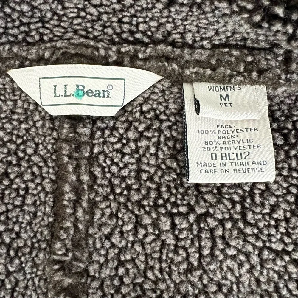 L.L.‎ Bean Faux Shearling Vest Women M Petite Brown Sherpa Western Ranch Jacket